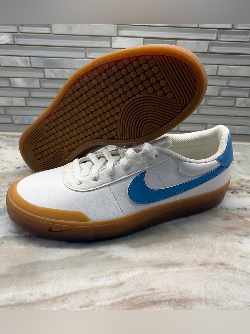 Nike Court Shot Sneakers White Blue Gum 8.5W/10M New In Box.